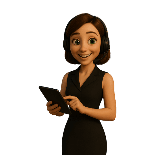 LéIA, assistente do Radar LéIA, com headset e tablet